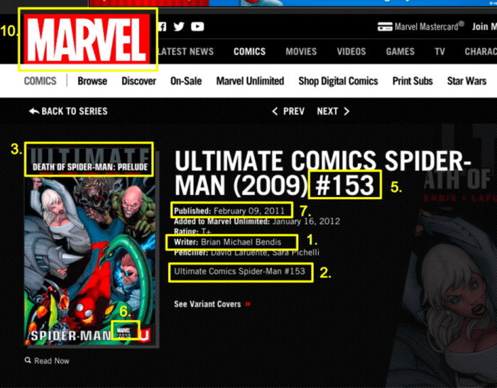 how to in text cite a comic book mla